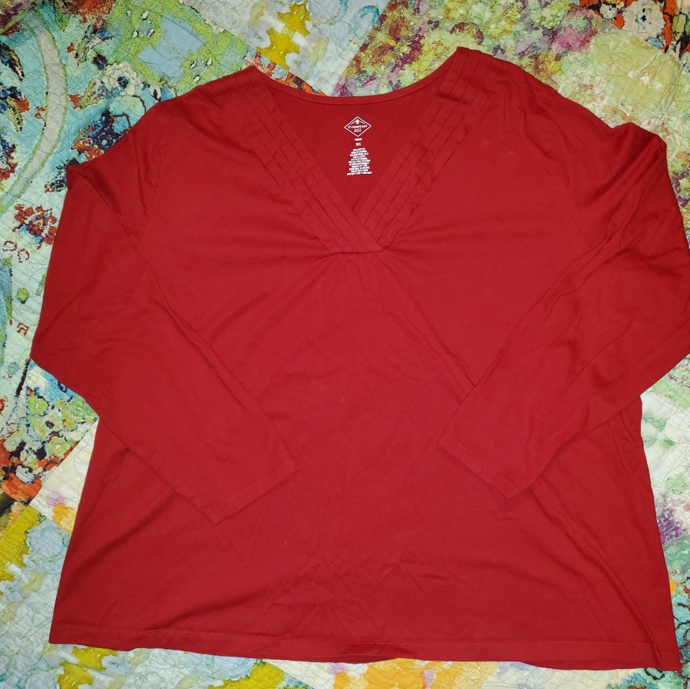 St. John's Bay Red V-neck long sleeve t-shirt